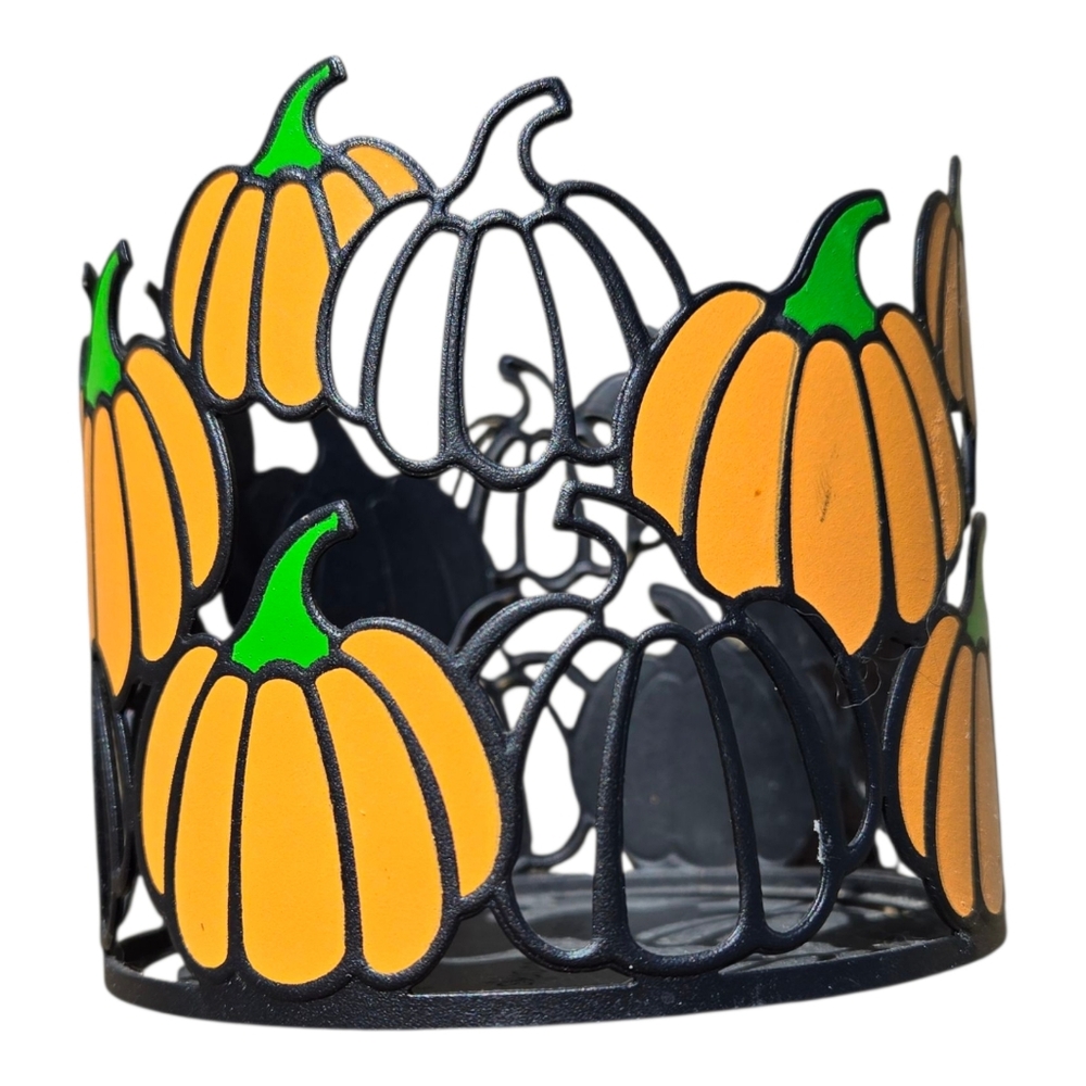 Bath & Body Works 3 Wick Candle Holder Pumpkins Fall Decorative